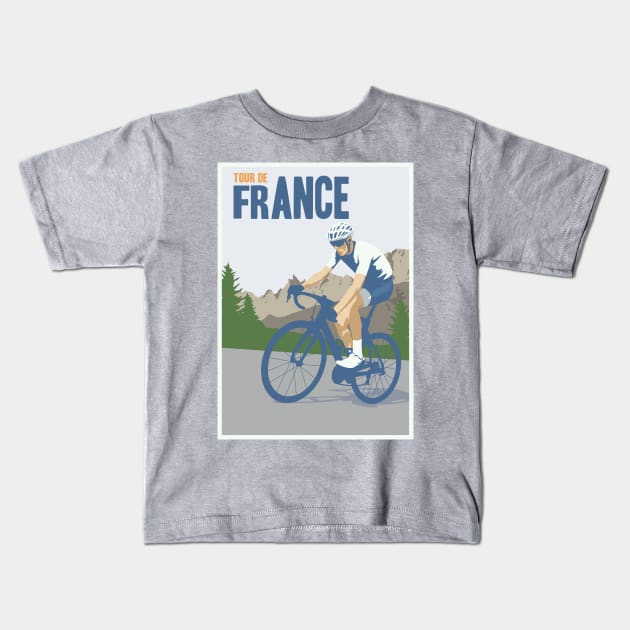 Tour de France Vintage Travel Poster Retro Design Gift Kids T-Shirt by Terrybogard97